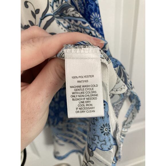 SPENSE Floral Sleeveless Handkerchief Hem Chiffon Tunic Top Plus Size 3X Blue - Picture 4 of 8